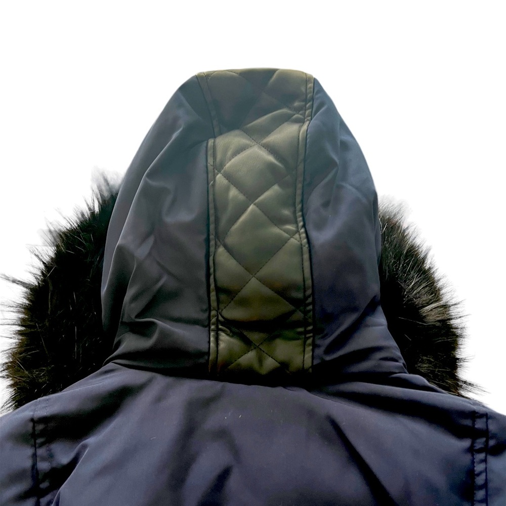 NWT Vince Camuto Quilted Down Fill Bomber Coat with Faux Fur Navy Black XL Women - Picture 5 of 16